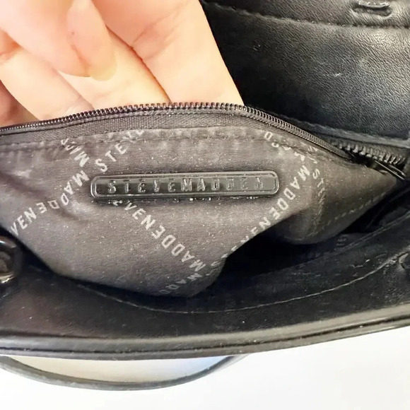 STEVE MADDEN Bhaymann Black Woven‎ Satchel Tote Crossbody Detachable Strap - Picture 4 of 6